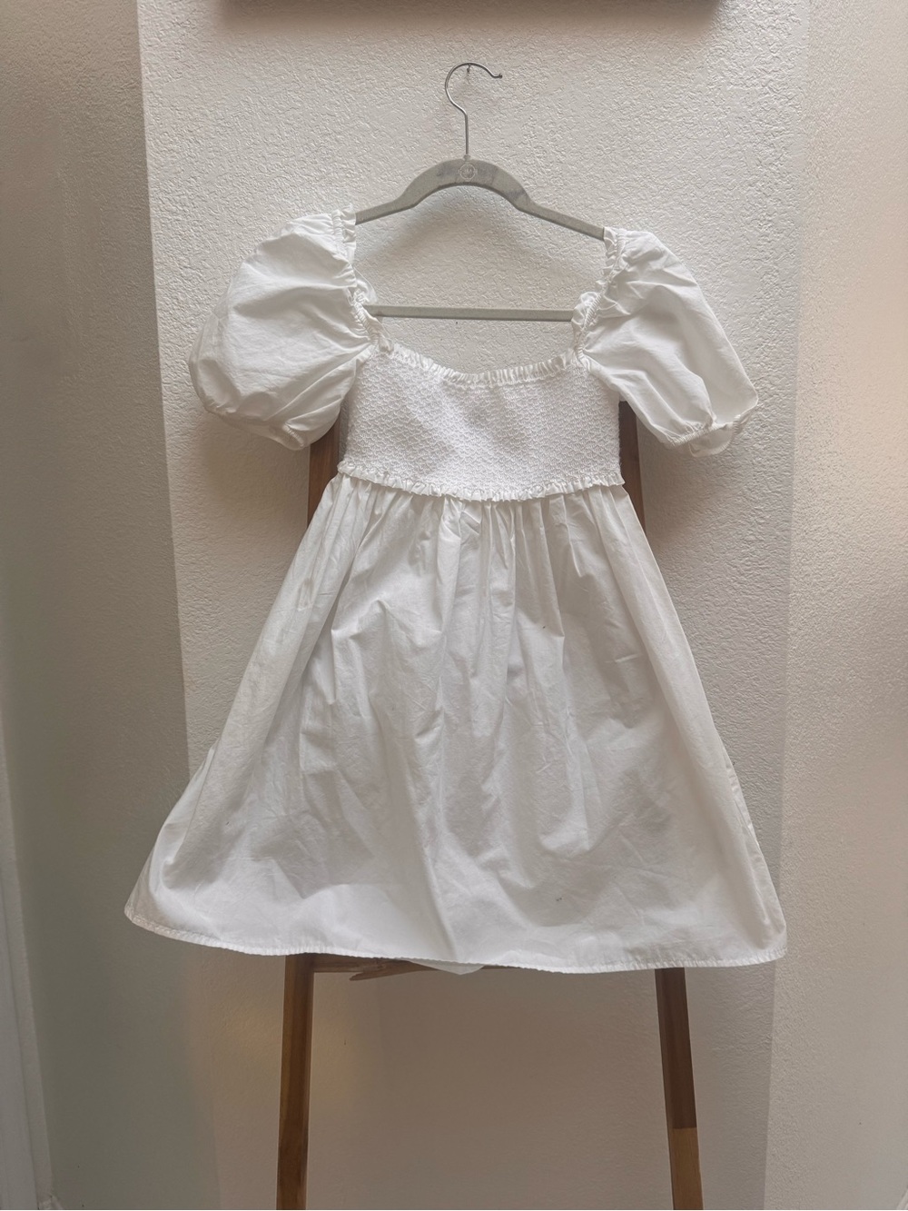 Sundays Best Aritzia Hadley White Smocked Square Neck Puff-Sleeve Baby Doll Mini - Picture 6 of 15